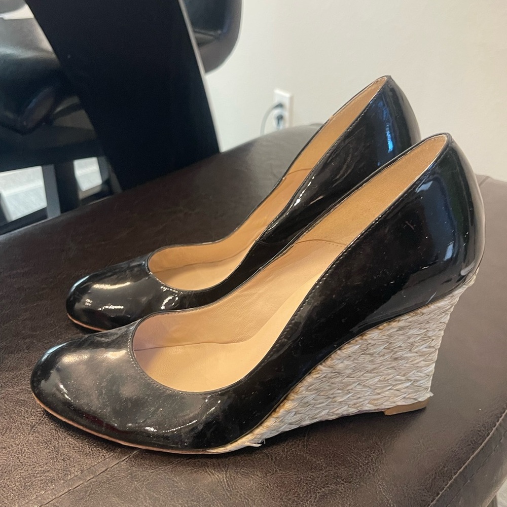 L.K. Bennett Patent Leather -Maddox- Espadrille Wedges pumps 40 - Picture 2 of 8